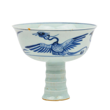 Blue and white bowl with foot. CHINA, 19th century, - фото 2