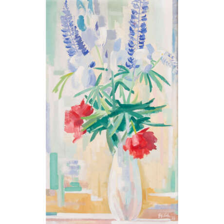 SCHAIBLE, GEORG (1907-2007) "Peonies, lupins and irises", 1956, - Foto 1