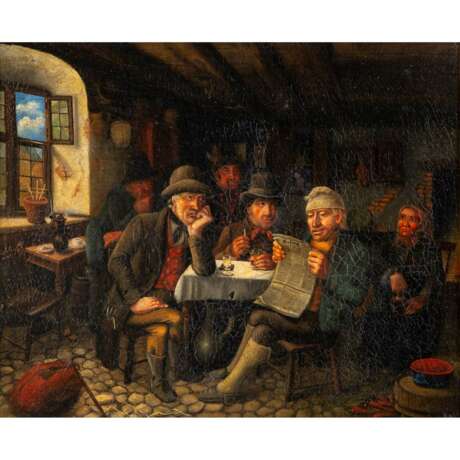 ENGLISH/R PAINTER/IN 19th c., "Reading the reform newspaper together", - photo 1