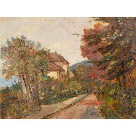 PAINTER/IN 20th century, "Village street at the edge of the forest", - Foto 1