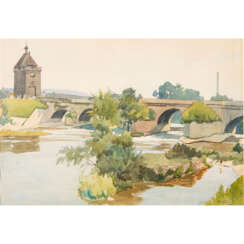 FUCHS, KARL (1872-1968), "Bridge over the Neckar near Esslingen",