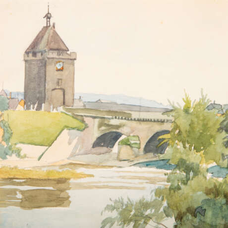 FUCHS, KARL (1872-1968), "Bridge over the Neckar near Esslingen", - фото 3