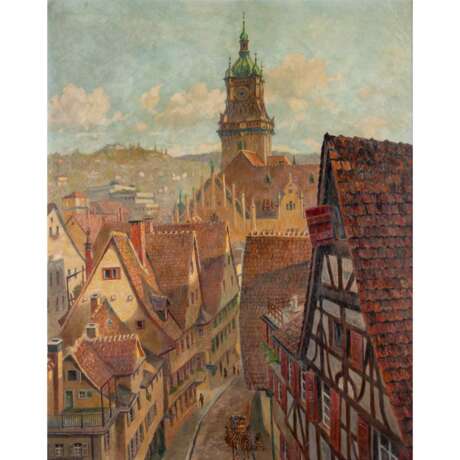 VOLBORTH, COLOMBA von (1894-?), "Stuttgart, View of the Old Town with Town Hall Tower", - Foto 1