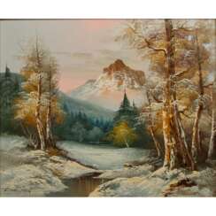 WHITMAN, L. (20th c.) "Winter landscape with mountain panorama",