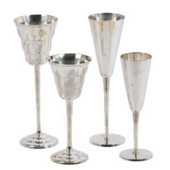 4 silver plated goblets, 20th c.