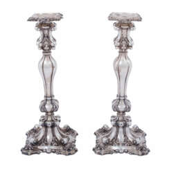 Pair of candlesticks, silver plated, 20th c.