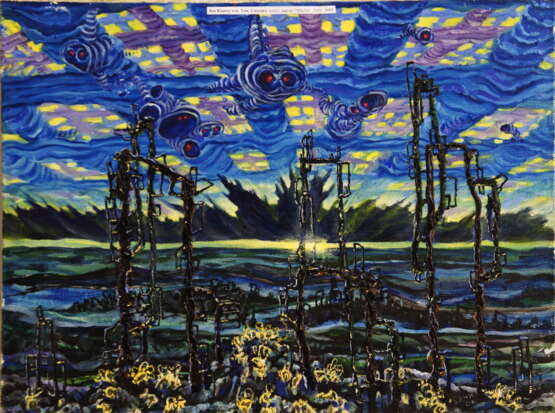 „Tagt“ Leinwand Ölfarbe Surrealismus Landschaftsmalerei 2005 - Foto 1