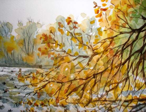 Осень Aquarellpapier Aquarellmalerei Aktionsmalerei Landschaftsmalerei Ukraine 2023 - Foto 1