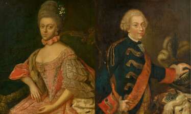 Zwei Gemälde: Damen- und Herrenporträt