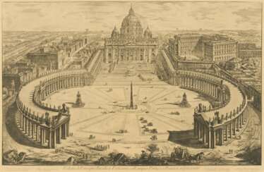 Veduta dell'insigne Basilica Vaticana coll'ampio Portico, e Piazza adjacente