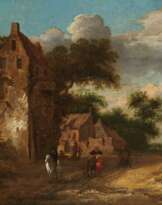 Dutch Farm Cottages with Figures on the Path