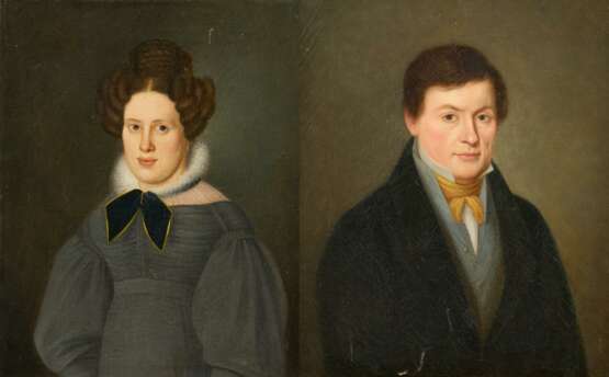 Zwei Gemälde: Porträts der Eheleute Biesenbach - Foto 1