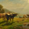 Hütejunge mit seiner Herde oberhalb eines Bergsees - Archives des enchères
