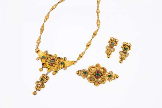Gemstone set: necklace, earrings and brooch - Foto 1