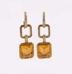 Citrine Diamond Earrings