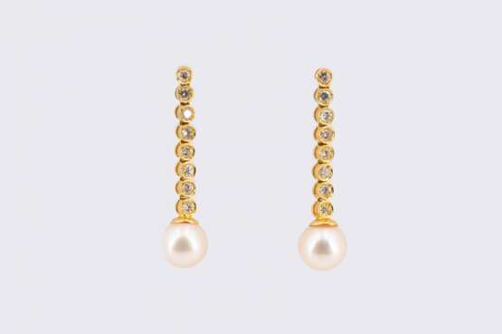 Pearl Diamond Earrings - фото 1