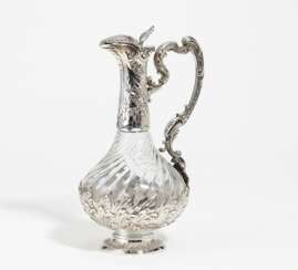 Rococo style silver and glass carafe