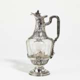 Silver and glass carafe with flower knob and laurel décor - фото 1