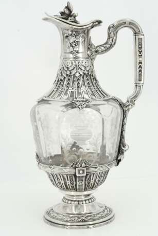Silver and glass carafe with flower knob and laurel décor - photo 2