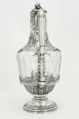 Silver and glass carafe with flower knob and laurel décor - photo 3