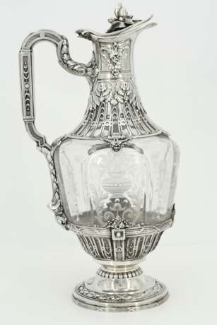 Silver and glass carafe with flower knob and laurel décor - photo 4