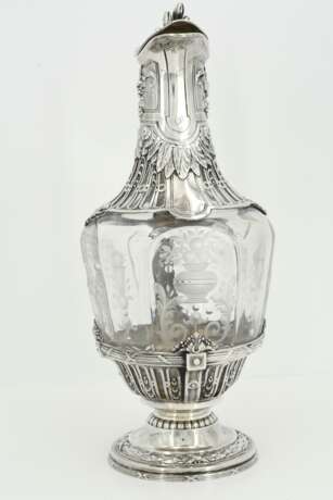 Silver and glass carafe with flower knob and laurel décor - фото 5