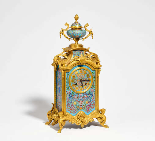 Pendulum clock with floral enamel décor - Foto 1