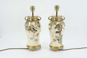 Two Satsuma vases with dormouse décor