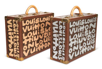 A PAIR OF LIMITED EDITION GRAFFITI MONOGRAM CANVAS HARDSIDED BRIEFCASES BY STEPHEN SPROUSE