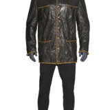 A CHOCOLATE BROWN LAMBSKIN PATCH POCKET JACKET - photo 1