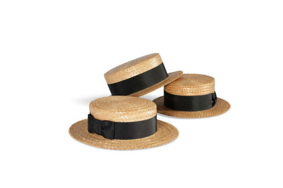 Three straw boater hats - Foto 1