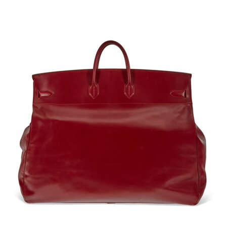 A PERSONALIZED ROUGE H CALF BOX LEATHER HAC BIRKIN 60 WITH GOLD HARDWARE - Foto 2