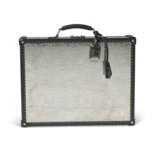 A SILVER METAL & BLACK LEATHER BRIEFCASE - фото 1