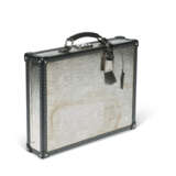 A SILVER METAL & BLACK LEATHER BRIEFCASE - photo 2