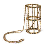 A BLACK LEATHER & GOLD METAL CHAIN BOTTLE HOLDER - фото 1