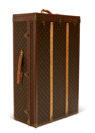 A PERSONALIZED BROWN MONOGRAM CANVAS HARDSIDED VERTICAL WARDROBE TRUNK - photo 2
