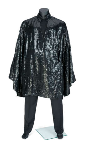 A BLACK BEADED SILK AND SEQUINED EVENING TUNIC - photo 1
