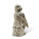 A WHITE MARBLE GROUP OF YOUNG GIRL, PROBABLY MISS DAMES EMBRACING A MALTESE DOG - фото 3