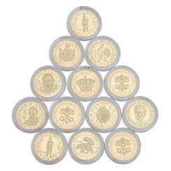 Vatican - 13 designs, samples, essays of a 5 eurocent coin, GOLD,