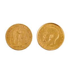 2-piece gold convolute South Africa and France 19th/20th c. -