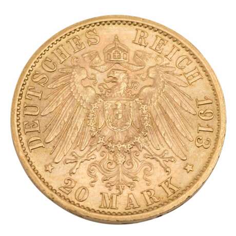 German Empire /GOLD - Prussia, Wilhelm II 20 Mark (uniform) 1913-A - photo 2