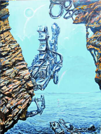 „Spuren“ Leinwand Ölfarbe Surrealismus Landschaftsmalerei 2013 - Foto 1