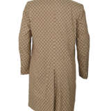 A TAN AND LIGHT BROWN GUCCI LOGO SINGLE-BREASTED COAT - фото 2