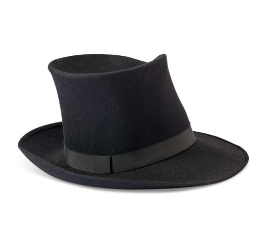 A black wool felt modified stovepipe top hat - photo 2