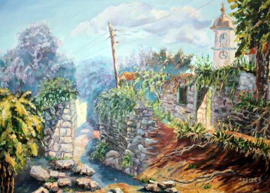 Заброшенная деревня Canvas Oil paint Impressionism Landscape painting 2012 - photo 1