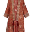 A COTTON POLYCHROME BATIK KIMONO AND UNDERLAYER TOGETHER WITH A BROWN, PURPLE AND WHITE BATIK CAFTAN - Auction prices