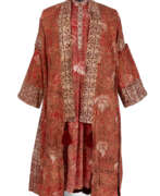 Tom Ford. A COTTON POLYCHROME BATIK KIMONO AND UNDERLAYER TOGETHER WITH A BROWN, PURPLE AND WHITE BATIK CAFTAN