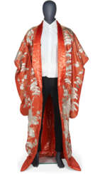 AN ORANGE EMBROIDERED KIMONO