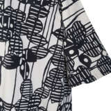A PRINTED BLACK AND WHITE COTTON CAFTAN - фото 3