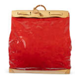 A RED MONOGRAM VERNIS STEAMER 65 BAG WITH GOLD HARDWARE - photo 1